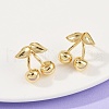 Cherry Brass Stud Earrings EJEW-F895-19G-2