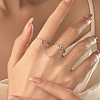 925 Sterling Silver with Cubic Zirconia Open Cuff Double Rings for Women FS-WGE2F5D-01-2