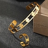 304 Stainless Steel Cuff Bangle & Cuff Rings Sets SJEW-Z003-01G-2