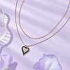 Double Layer Brass Micro Pave Clear Cubic Zirconia Heart Pendant Necklaces for Women NJEW-JN04979-2
