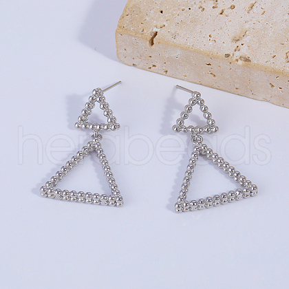 Triangle Brass Dangle Stud Earrings KM2949-1