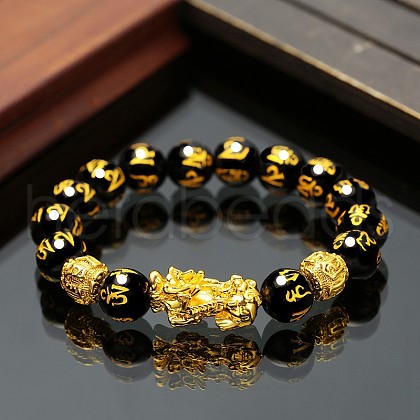 Glass Round Bead Stretch Bracelets WG0941C-06-1
