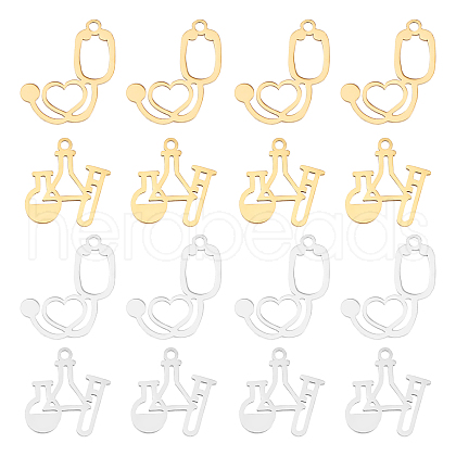 DICOSMETIC 16Pcs 4 Style 201 Stainless Steel Charms STAS-DC0006-17-1