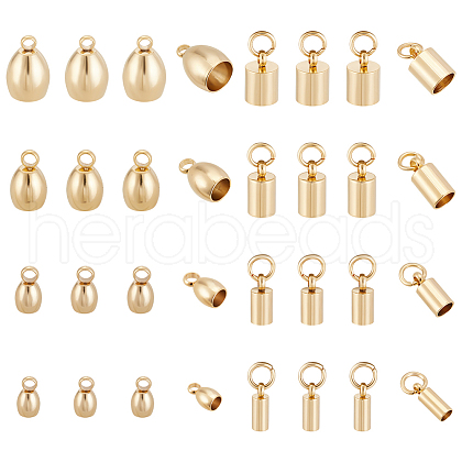 Unicraftale 32Pcs 8 Style 201 Stainless Steel Cord Ends STAS-UN0027-12-1