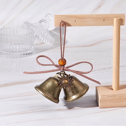 Iron Bell & Tibetan Style Alloy Pendant Decorations HJEW-JM03370-04-1