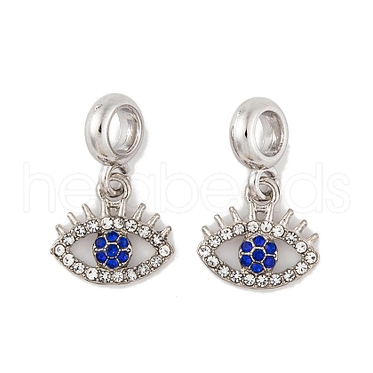 Rack Plating Alloy Crystal & Capri Blue Rhinestone European Dangle Charms FIND-C055-17P-1