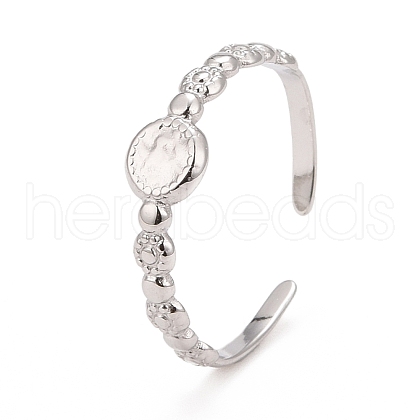 304 Stainless Steel Flat Round Open Cuff Ring for Women RJEW-C025-26P-1