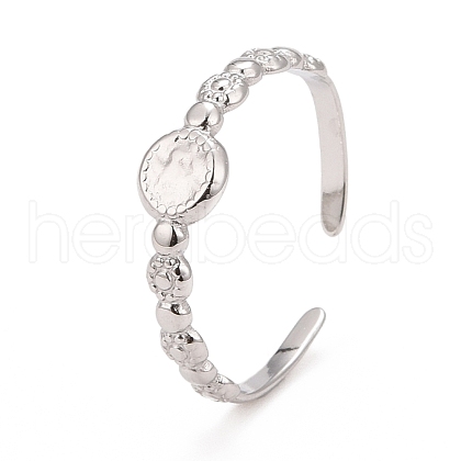Non-Tarnish 304 Stainless Steel Flat Round Open Cuff Ring for Women RJEW-C025-26P-1