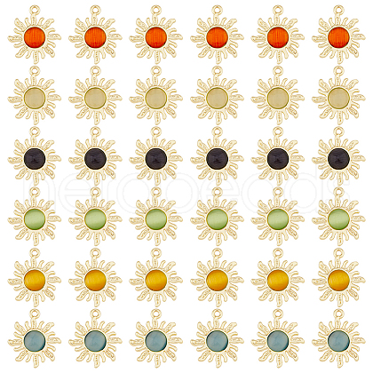 HOBBIESAY 36Pcs 6 Colors Cat Eye Pendants FIND-HY0002-83-1
