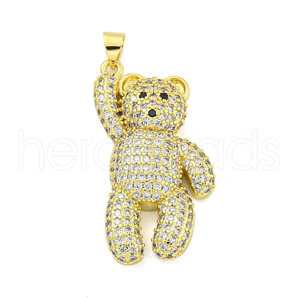 Brass Micro Pave Clear Cubic Zirconia Pendants KK-R159-13G-01-1