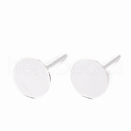 925 Sterling Silver Round Flat Pad Stud Earring Findings STER-T002-201S-1