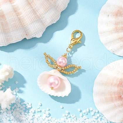 Angel Clam Shell Pendant Decoration HJEW-MZ00245-02-1