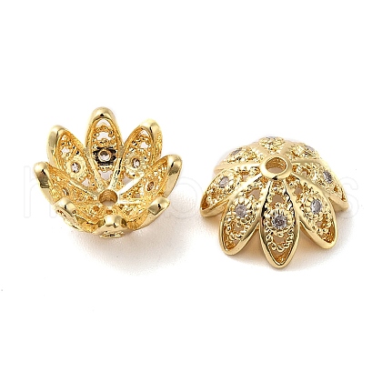 Brass Micro Pave Cubic Zirconia Bead Cap KK-E068-VF833-1