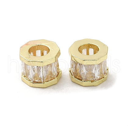 Rack Plating Brass Micro Pave Cubic Zirconia European Beads KK-F866-09G-1
