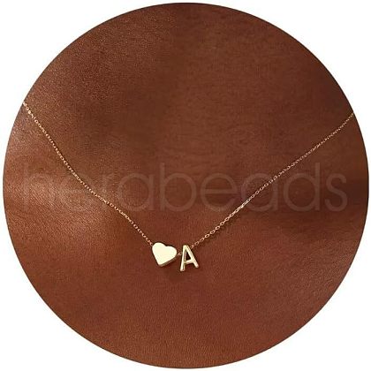 Simple Style Adjustable 316L Surgical Stainless Steel Heart and Initial Pendant Necklaces for Women WG95AEF-01-1