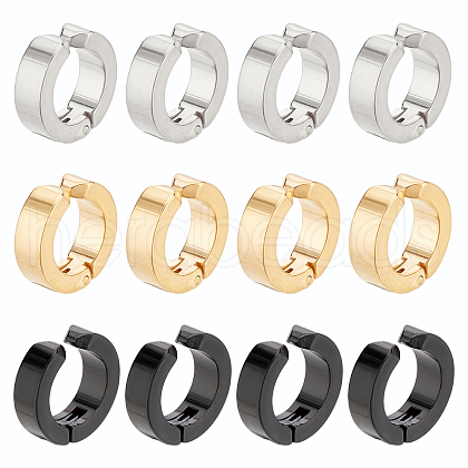 Unicraftale 6 Pairs 3 Colors Ion Plating(IP) 304 Stainless Steel Cuff Earrings EJEW-UN0001-92-1