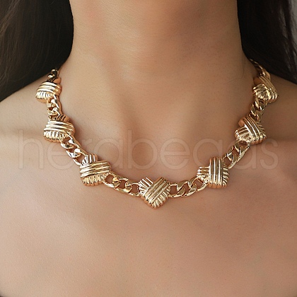 Alloy Heart Links Curb Chain Necklaces for Women NJEW-Z074-01KCG-1