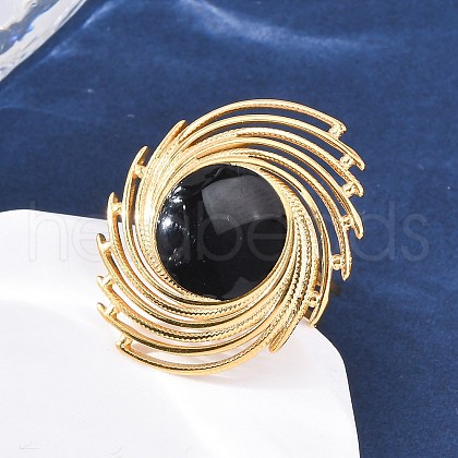 Round 304 Stainless Steel Enamel Cuff Rings RJEW-D306-29G-1