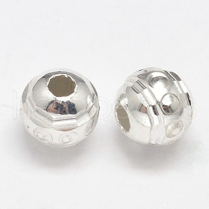 Fancy Cut 925 Sterling Silver Round Beads STER-F012-13-1