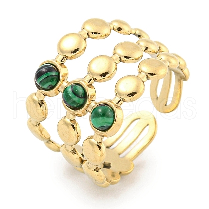 Ion Plating(IP) 304 Stainless Steel Synthetic Malachite Cuff Rings G-Z056-05G-04-1