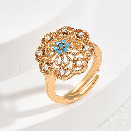 Elegant Adjustable Brass Micro Pave Cubic Zirconia Finger Rings for Women DH1507-2-1