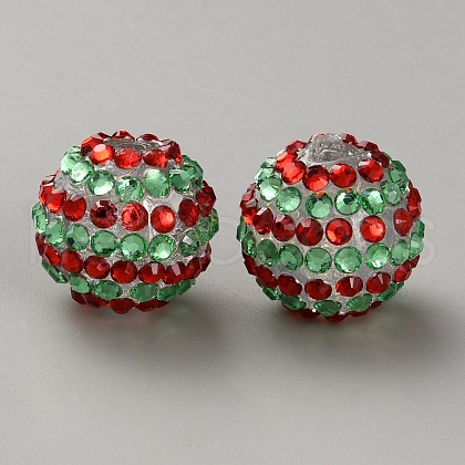Christmas Theme Resin Rhinestone Beads RB-WH0003-08L-1