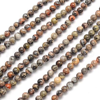 Natural Silver Crazy Agate Round Beads Strands X-G-N0166-34-4mm-1