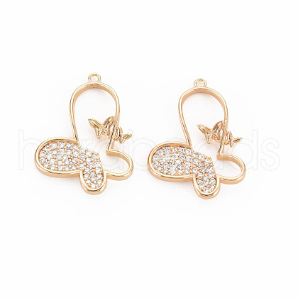 Brass Micro Pave Clear Cubic Zirconia Pendants KK-S364-267-1