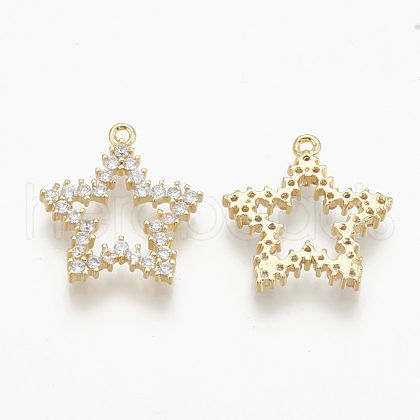 Brass Micro Pave Cubic Zirconia Charms ZIRC-Q014-038G-1