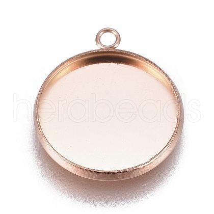 Ion Plating(IP) 304 Stainless Steel Pendant Cabochon Settings STAS-G127-13-16mm-RG-1