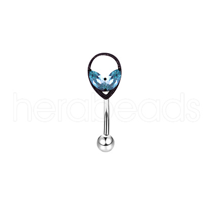 Teardrop 304 Stainless Steel Cubic Zirconia Eyebrow Barbell Rings WGF5FAC-03-1