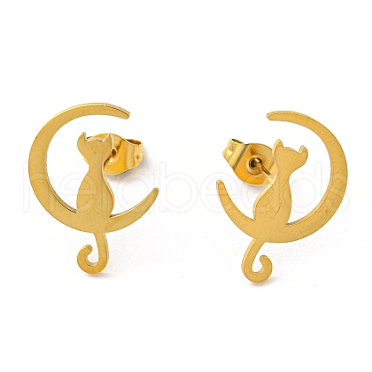 304 Stainless Steel Stud Earrings for Women EJEW-F320-03G-1