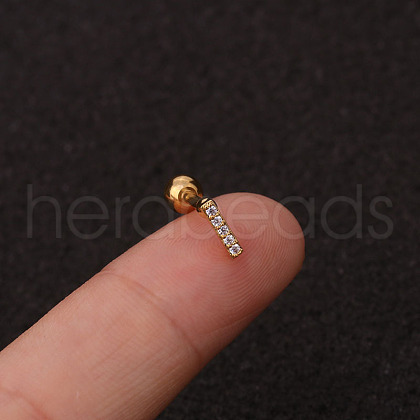 316L Surgical Stainless Steel Micro Pave Clear Cubic Zirconia Cartilage Earrings WG3A850-18-1