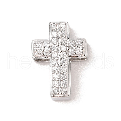 Rack Plating Brass Clear Cubic Zirconia Beads KK-S380-21P-1