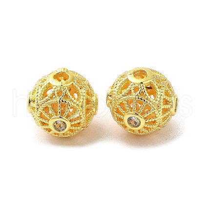 Rack Plating Brass Pave Cubic Zirconia Beads KK-D100-12G-01-1