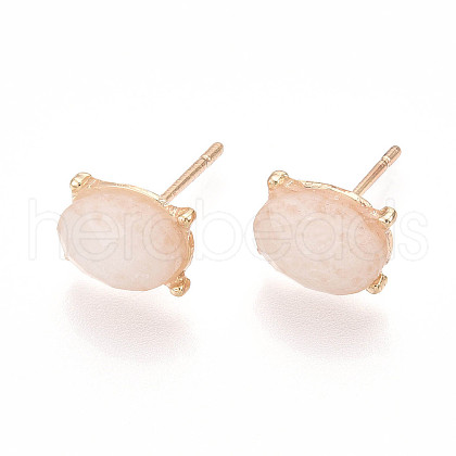 Natural White Jade Stud Earrings EJEW-N057-01H-1