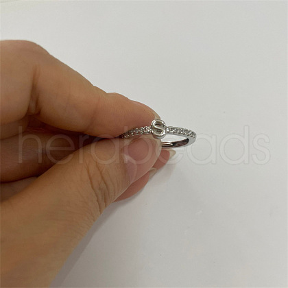 Brass Micro Pave Clear Cubic Zirconia Finger Rings FS-WGE303B-45-1
