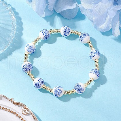 Electroplate Non-magnetic Synthetic Hematite Round Bead Strecth Bracelets for Women BJEW-JB11600-01-1