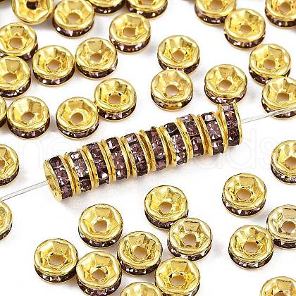 Brass Rhinestone Spacer Beads RB-A014-Z6mm-10G-1
