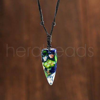 Bohemian Triangle Dyed Natural Imperial Jasper Pendant Necklaces HW6512-2-1