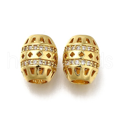 Brass Micro Pave Clear Cubic Zirconia European Beads ZIRC-I070-135G-1