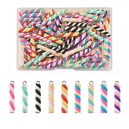 Craftdady 90Pcs 9 Colors Handmade Polymer Clay Pendants CLAY-CD0001-08-1