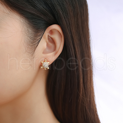 Sweet Ocean Brass Clear Cubic Zirconia Turtle Hoop Earrings MQ2524-1