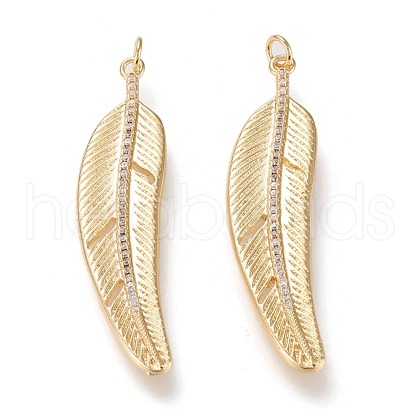 Brass Micro Pave Clear Cubic Zirconia Pendants ZIRC-K086-18G-1