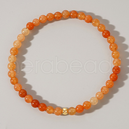 Natural Red Aventurine Round Beaded Stretch Bohemian Bracelets OI9972-10-1