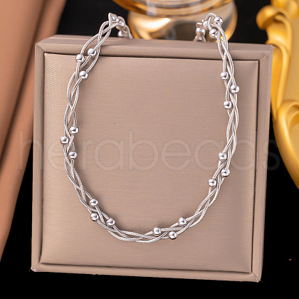 304 Stainless Steel Layered Necklaces NJEW-Z072-01P-1