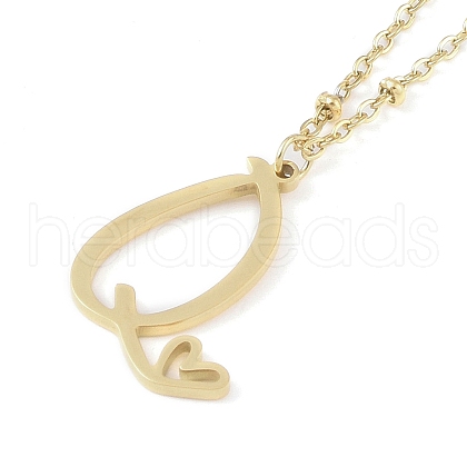 304 Stainless Steel Pendant Necklaces NJEW-H029-02G-Q-1
