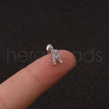 316L Surgical Stainless Steel Micro Pave Clear Cubic Zirconia Cartilage Earrings WG3A850-35-1