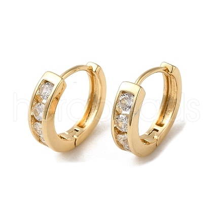 Brass Micro Pave Cubic Zirconia Hoop Earring EJEW-L271-20KCG-06-1