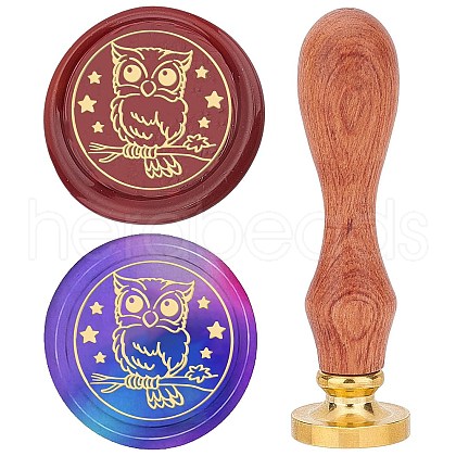 Brass Wax Seal Stamps with Wood Handle AJEW-WH0412-0101-1